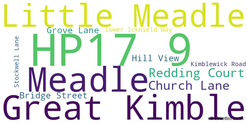 A word cloud for the HP17 9 postcode